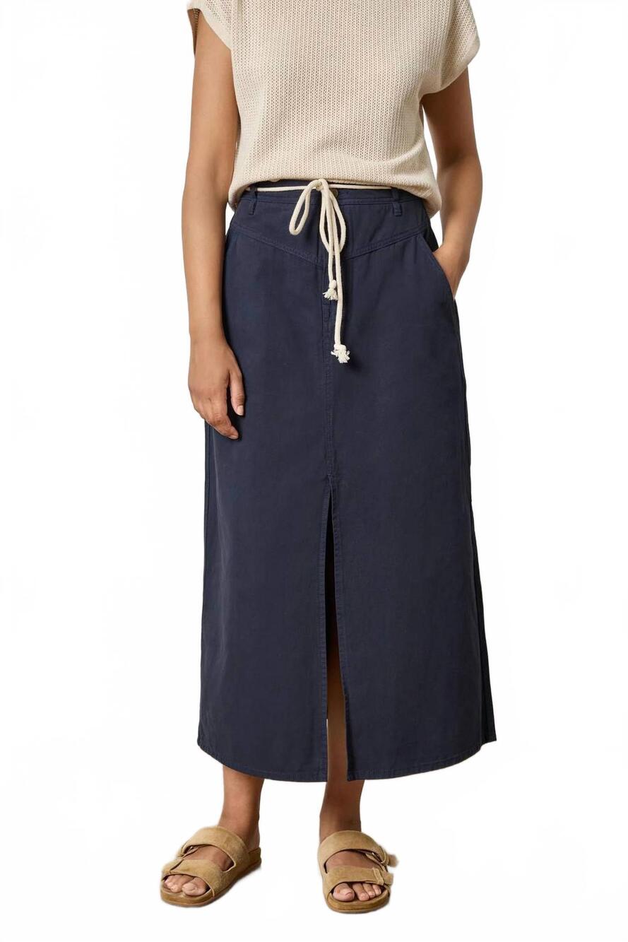 NEW LILLA P yoke waist skirt in navy